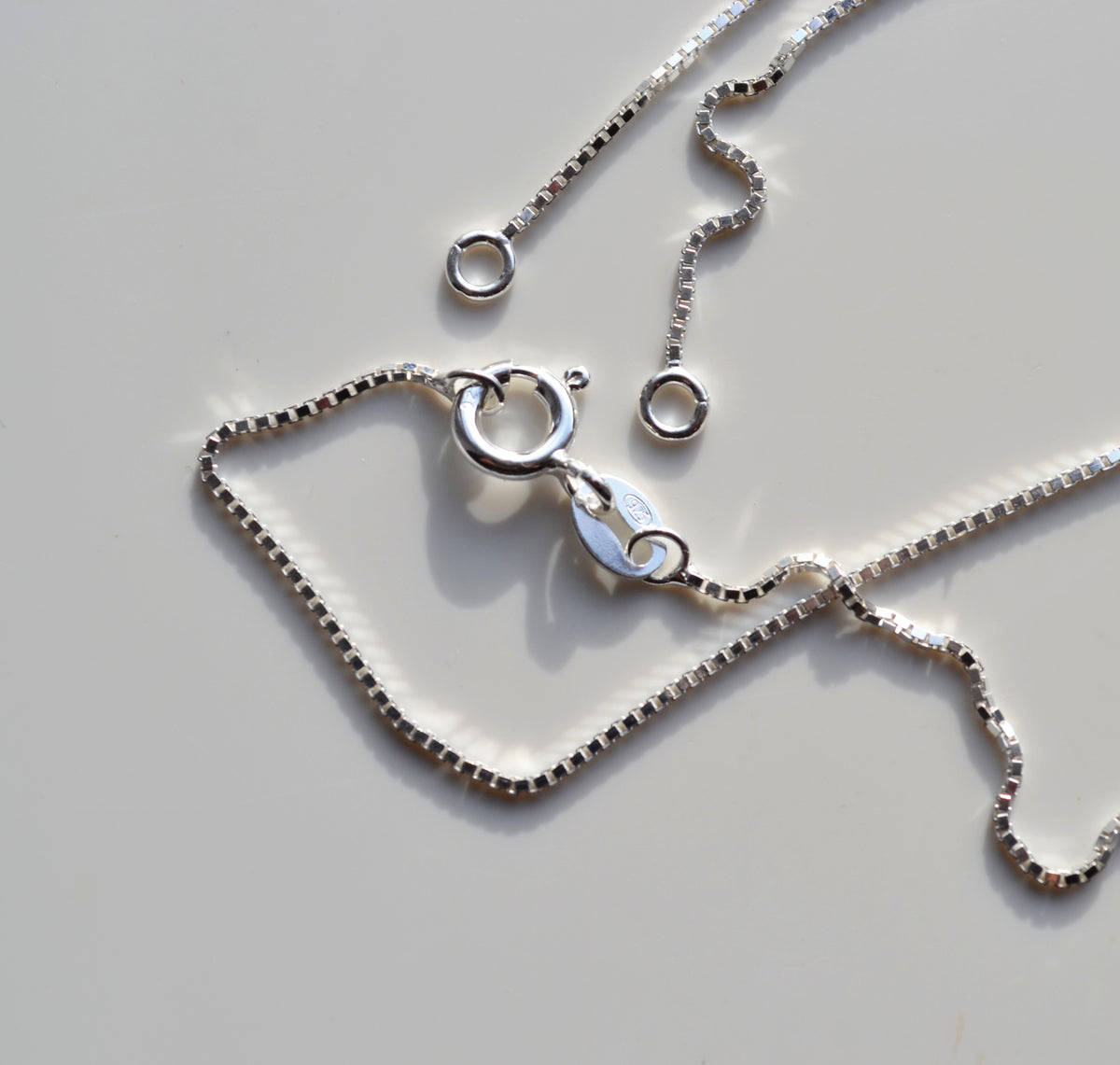 Sterling Silver 925 Multiple Length Box Chains with Split in the Middle and 2 End Rings - 14", 16", 18" Or 20"