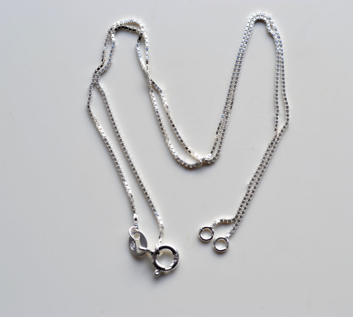 Sterling Silver 925 Multiple Length Box Chains with Split in the Middle and 2 End Rings - 14", 16", 18" Or 20"