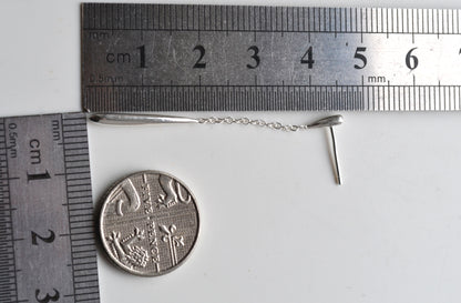 Sterling Silver 925 Elongated Bar Stud Drop Earrings