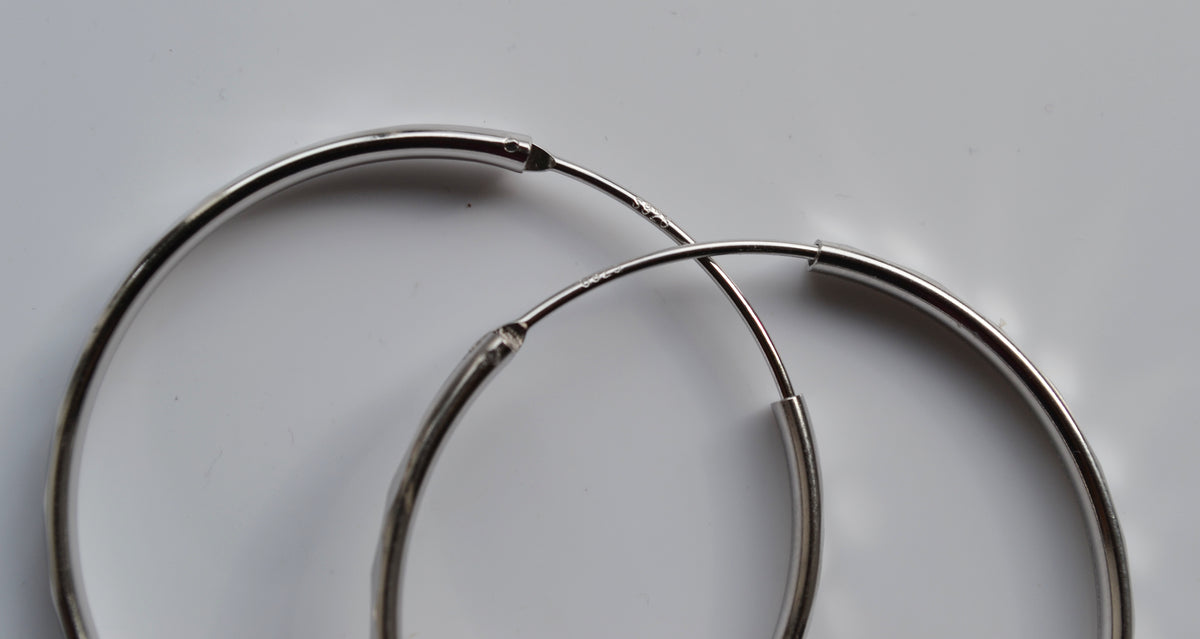 Sterling Silver 925 Rhodium Plated Diamond Cut Diamond Pattern 50mm Large Hoop Earrings