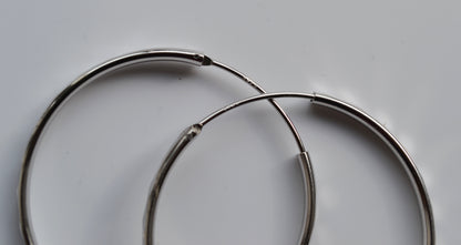 Sterling Silver 925 Rhodium Plated Diamond Cut Diamond Pattern 50mm Large Hoop Earrings