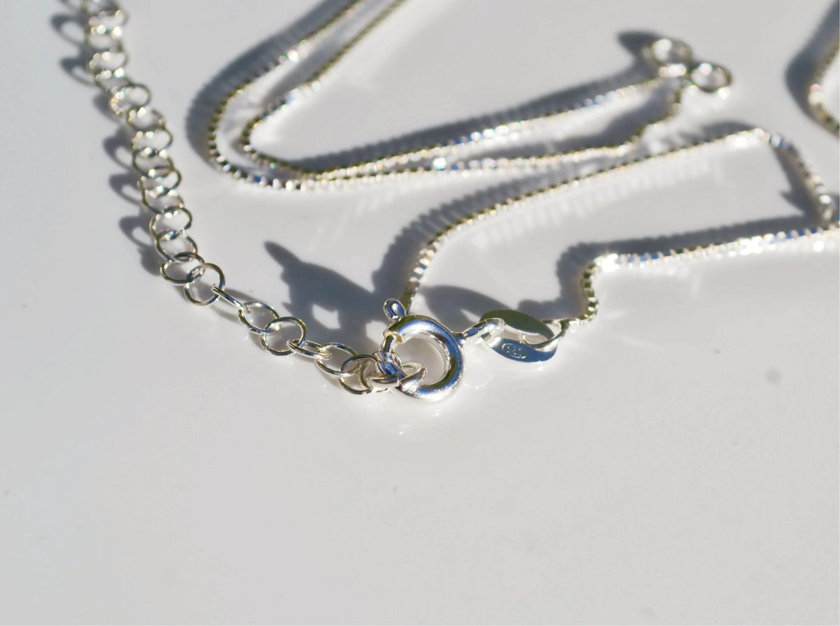 Sterling Silver 925 Multiple Length Box Chains with 2" Extender, Split in the Middle and 2 End Rings - 14"-16", 16-18" Or 18-20" Adjustable