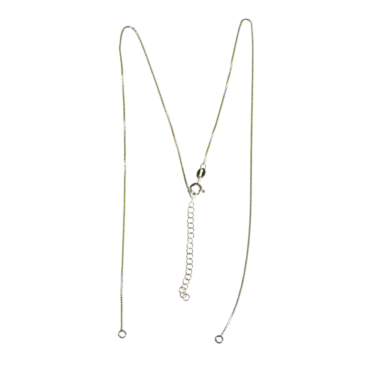 Sterling Silver 925 Multiple Length Box Chains with 2" Extender, Split in the Middle and 2 End Rings - 14"-16", 16-18" Or 18-20" Adjustable